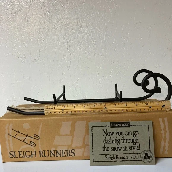 VTG Longaberger Holiday Sleigh Basket Imperial Stripe Liner Protector & Runner - Picture 4 of 16